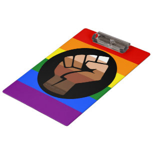 SlipperyJoe's queer people color flag raised fist Clipboard
