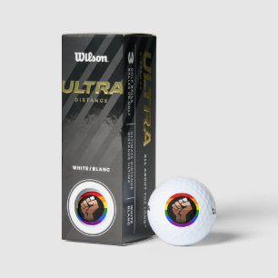 SlipperyJoe's queer people color flag raised fist  Golf Balls