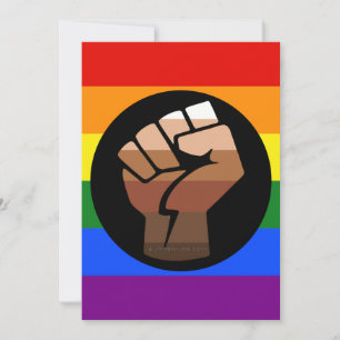 SlipperyJoe's queer people color flag raised fist Holiday Card