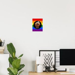 SlipperyJoe's queer people color flag raised fist Poster