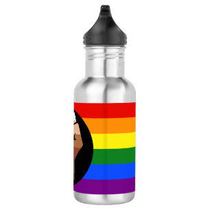 SlipperyJoe's queer people color flag raised fist  Stainless Steel Water Bottle
