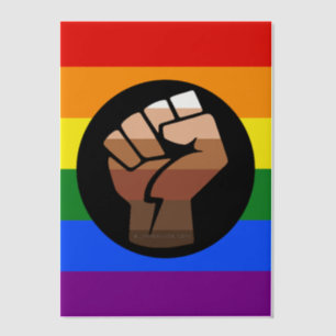 SlipperyJoe's queer people color flag raised fist  Vellum Invitations
