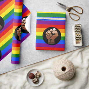 SlipperyJoe's queer people color flag raised fist  Wrapping Paper