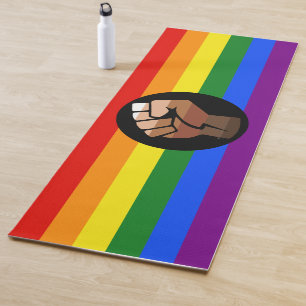 SlipperyJoe's queer people color flag raised fist  Yoga Mat