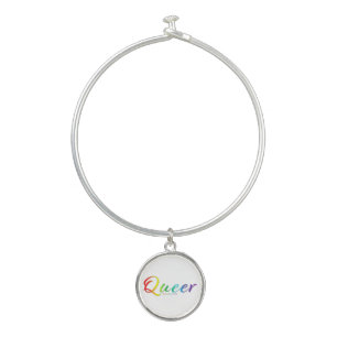 SlipperyJoe's queer single expressive word smooth Bangle Bracelet