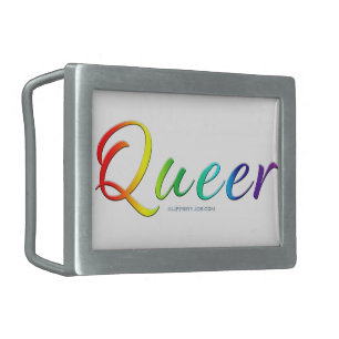 SlipperyJoe's queer single expressive word smooth Belt Buckle