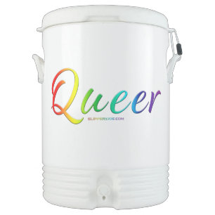 SlipperyJoe's queer single expressive word smooth  Beverage Cooler