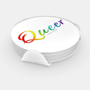 SlipperyJoe's queer single expressive word smooth  Coaster Set