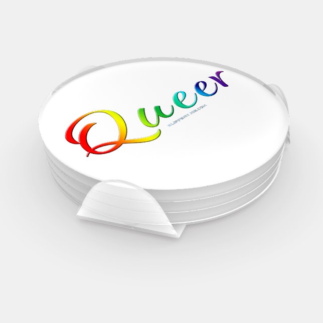 SlipperyJoe's queer single expressive word smooth  Coaster Set (Set)