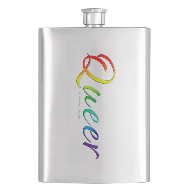 SlipperyJoe's queer single expressive word smooth  Flask (Front)