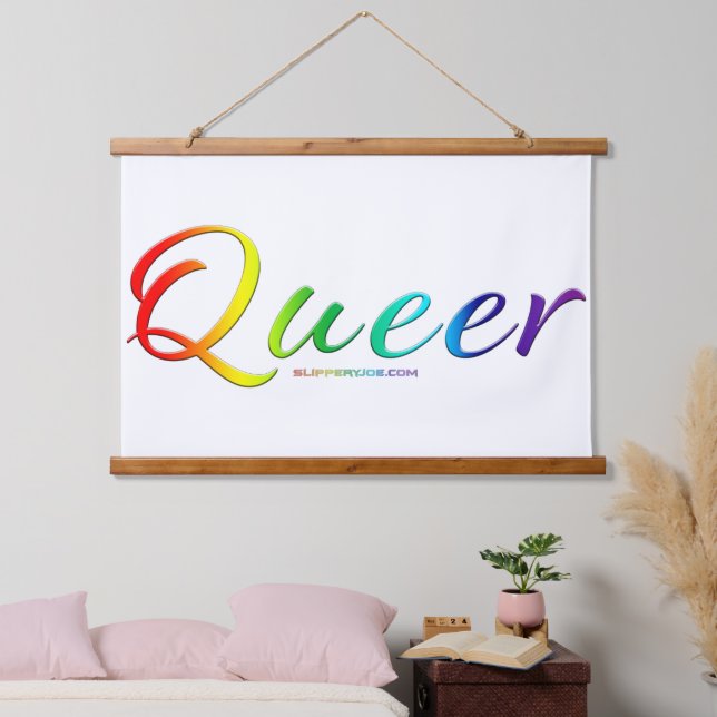 SlipperyJoe's queer single expressive word smooth  Hanging Tapestry (Bedroom)