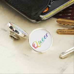 SlipperyJoe's queer single expressive word smooth Lapel Pin