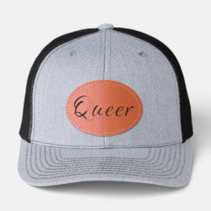 SlipperyJoe's queer single expressive word smooth Leather Patch Hat