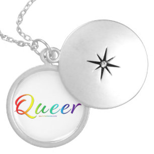 SlipperyJoe's queer single expressive word smooth Locket Necklace