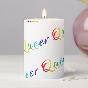 SlipperyJoe's queer single expressive word smooth Pillar Candle