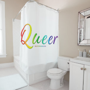SlipperyJoe's queer single expressive word smooth  Shower Curtain
