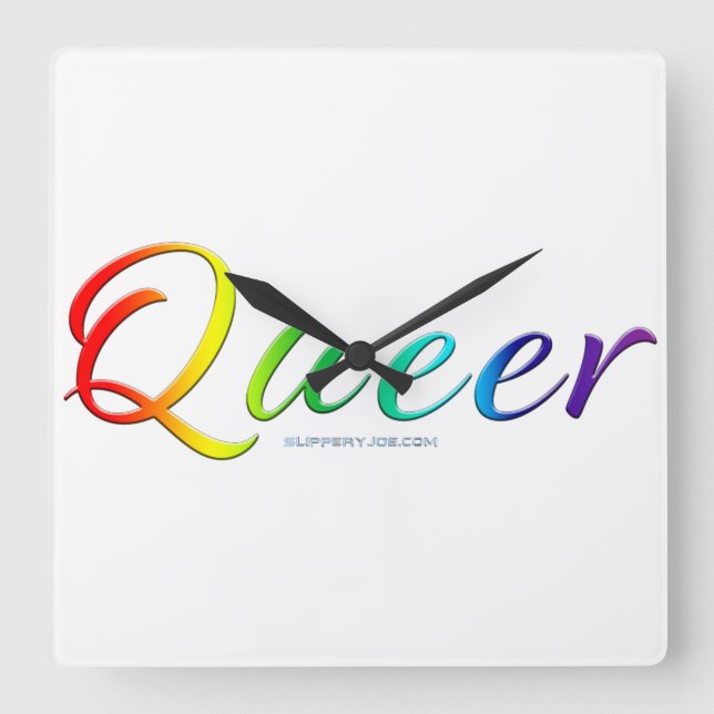SlipperyJoe's queer single expressive word smooth  Square Wall Clock (Front)