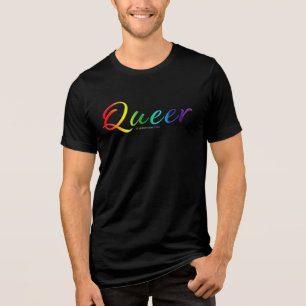 SlipperyJoe's queer single expressive word smooth Tri-Blend Shirt