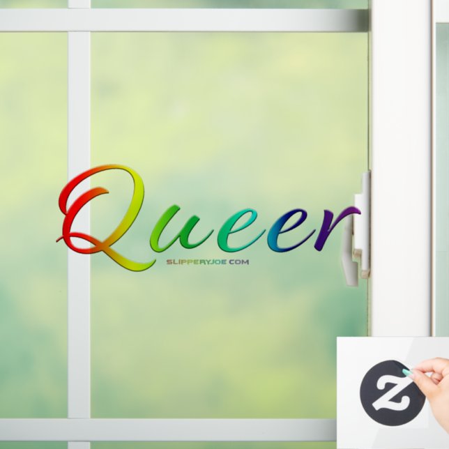 SlipperyJoe's queer single expressive word smooth  Window Cling (Home)