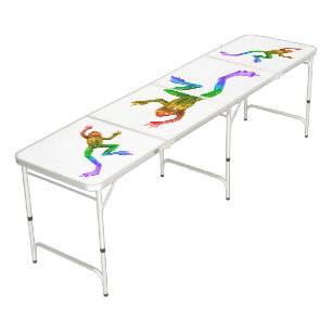 SlipperyJoe's rainbow colored frog rendered sculpt Beer Pong Table