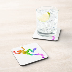 SlipperyJoe's rainbow colored frog rendered sculpt Beverage Coaster
