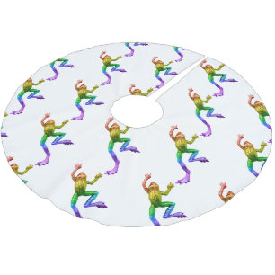 SlipperyJoe's rainbow colored frog rendered sculpt Brushed Polyester Tree Skirt