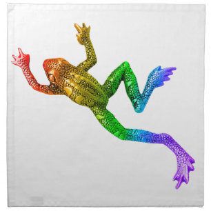 SlipperyJoe's rainbow colored frog rendered sculpt Cloth Napkin