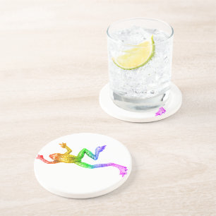 SlipperyJoe's rainbow colored frog rendered sculpt Coaster