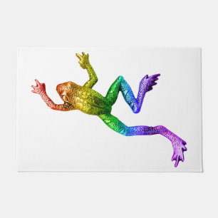 SlipperyJoe's rainbow colored frog rendered sculpt Doormat