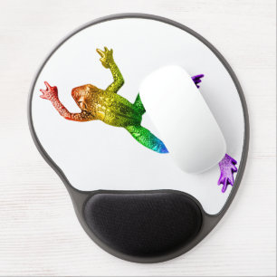SlipperyJoe's rainbow colored frog rendered sculpt Gel Mouse Pad