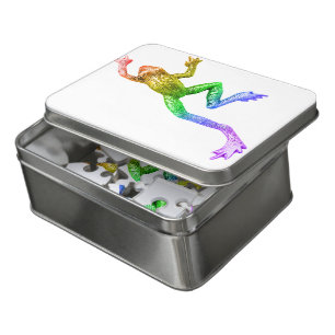 SlipperyJoe's rainbow colored frog rendered sculpt Jigsaw Puzzle
