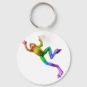 SlipperyJoe's rainbow colored frog rendered sculpt Keychain