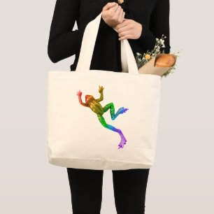 SlipperyJoe's rainbow colored frog rendered sculpt Large Tote Bag