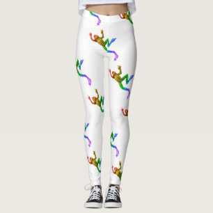 SlipperyJoe's rainbow colored frog rendered sculpt Leggings