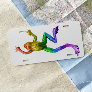 SlipperyJoe's rainbow colored frog rendered sculpt License Plate