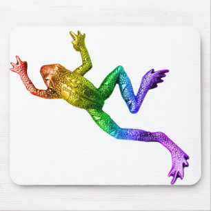 SlipperyJoe's rainbow colored frog rendered sculpt Mouse Pad