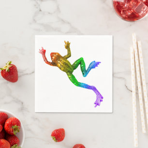 SlipperyJoe's rainbow colored frog rendered sculpt Napkins