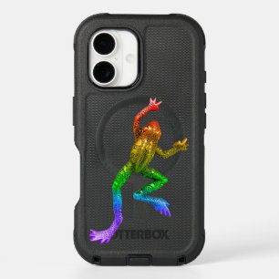 SlipperyJoe's rainbow colored frog rendered sculpt iPhone 16 Case