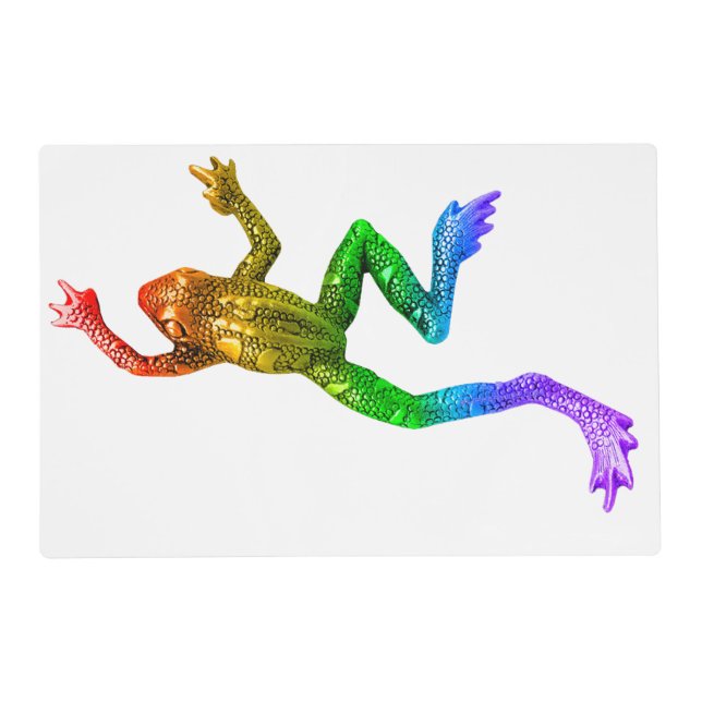 SlipperyJoe's rainbow colored frog rendered sculpt Placemat (Front)