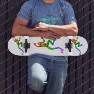SlipperyJoe's rainbow colored frog rendered sculpt Skateboard