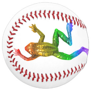 SlipperyJoe's rainbow colored frog rendered sculpt Softball