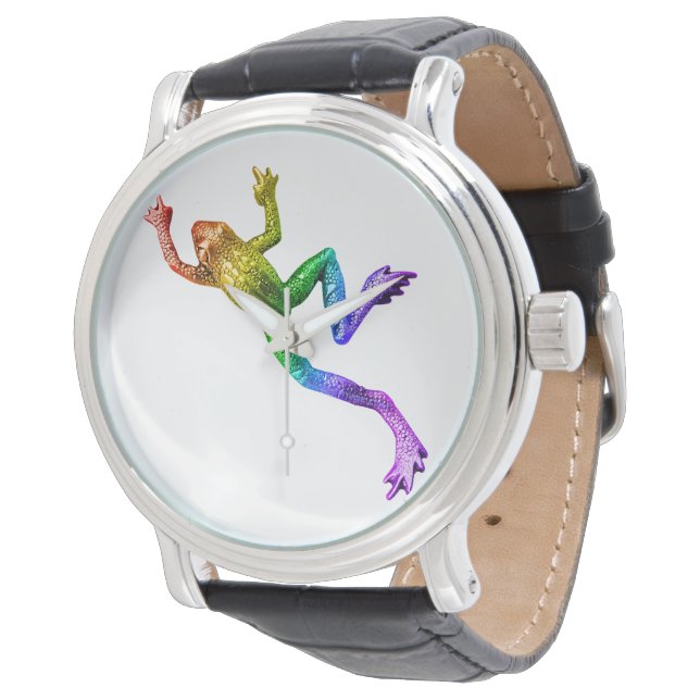 SlipperyJoe's rainbow colored frog rendered sculpt Watch (Angled)