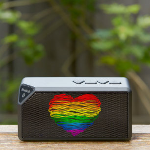 SlipperyJoe's rainbow colored heart scribbled swir Bluetooth Speaker