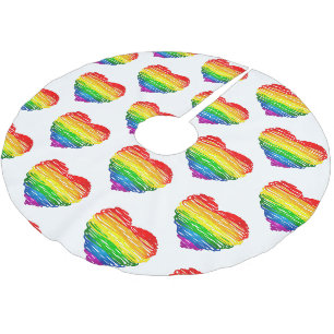 SlipperyJoe's rainbow colored heart scribbled swir Brushed Polyester Tree Skirt