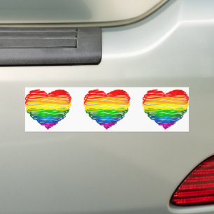 SlipperyJoe's rainbow colored heart scribbled swir Bumper Sticker