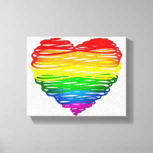 SlipperyJoe's rainbow colored heart scribbled swir Canvas Print