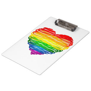 SlipperyJoe's rainbow colored heart scribbled swir Clipboard