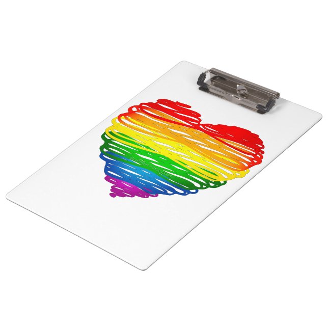 SlipperyJoe's rainbow colored heart scribbled swir Clipboard (Angled)