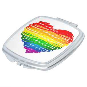SlipperyJoe's rainbow colored heart scribbled swir Compact Mirror