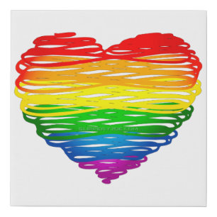 SlipperyJoe's rainbow colored heart scribbled swir Faux Canvas Print